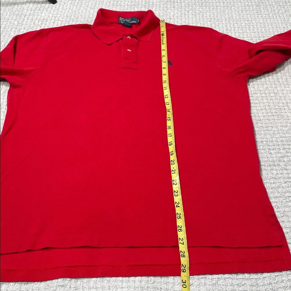 Mens Polo Ralph Lauren Long Sleeve Polo Henley Shirt Red Blue Pony Size Large